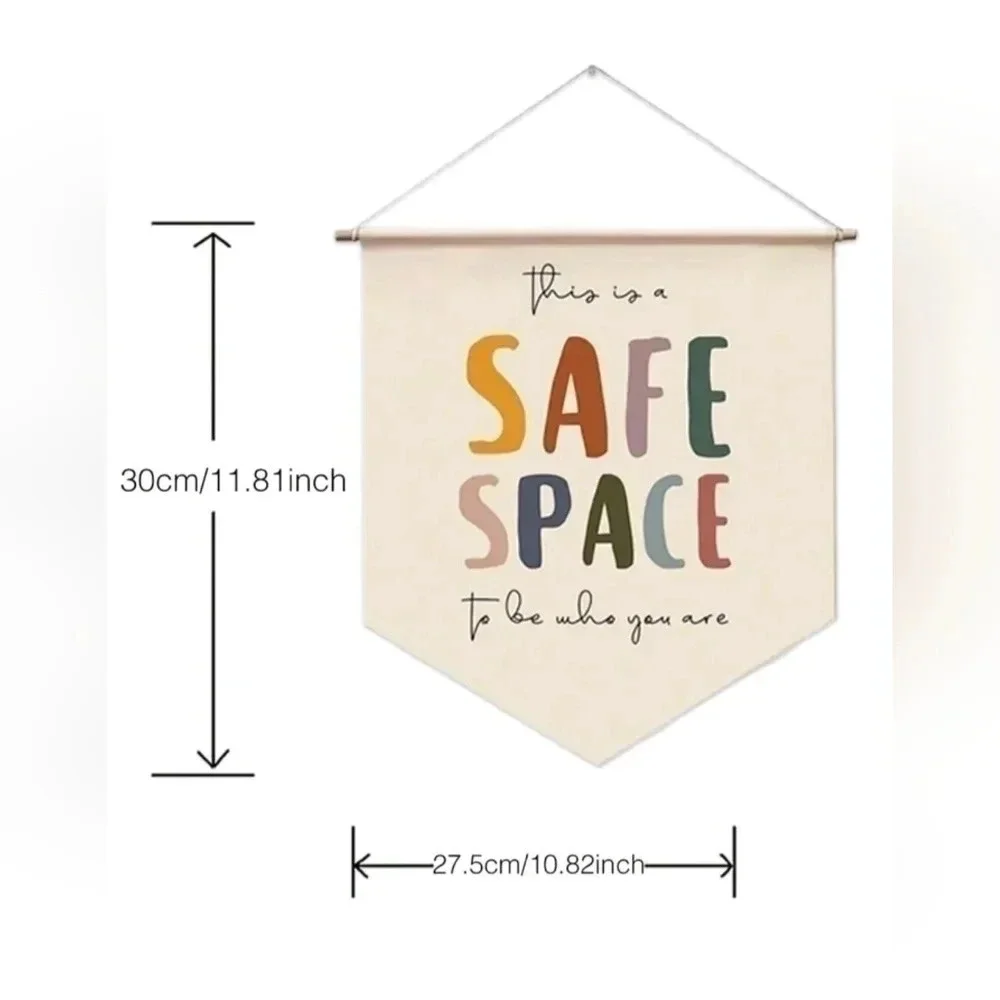 This is a safe space to be who you are canvas hanging sign home decor rainbow 🌈